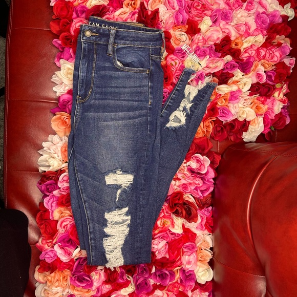 X-Long TALL Super High Rise American Eagle Blue Jeans 💙 - Picture 2 of 13